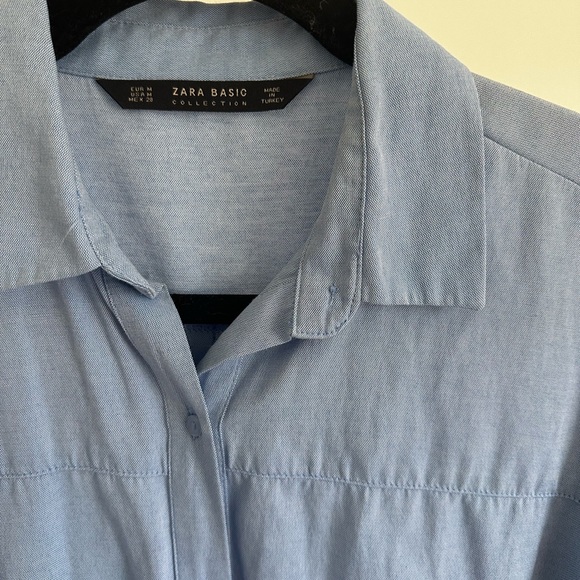 Basic Blue Casual Button-Down Zara Basics Shirt - Picture 2 of 2